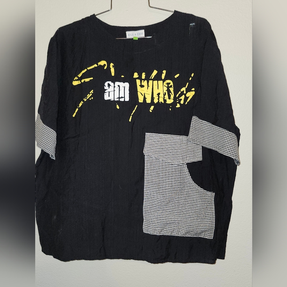 ellazhu Women's Short Sleeve Crew Neck Letters Graphic Printed Tee Shirt Blouse